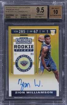 2019-20 Panini Contenders "Rookie Ticket" Premium Gold #108 Zion Williamson Signed Rookie Card (#06/10) - BGS GEM MINT 9.5/BGS 10